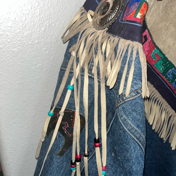 Vintage Fringed Jordache Blue Jean Stitched Jacket - Picture 11 of 12